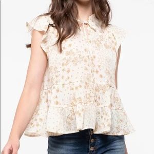 NWOT Peplum Blouse with tie detail